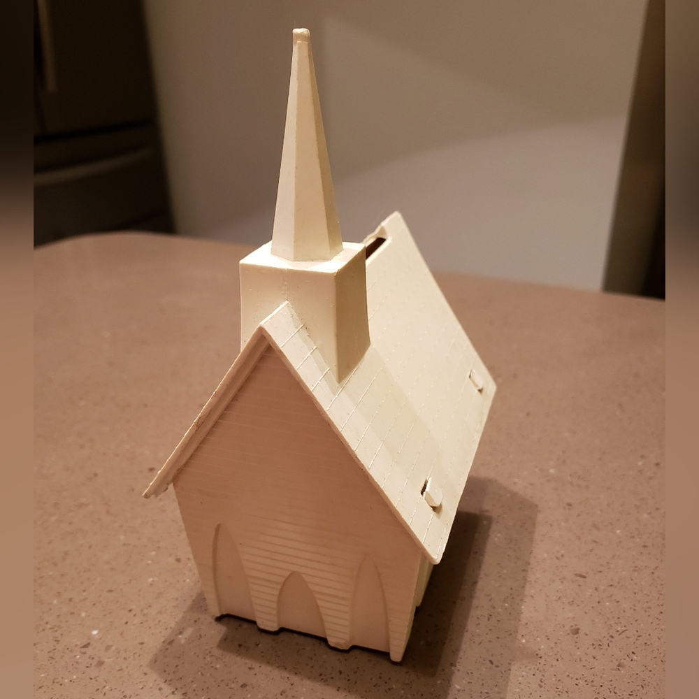 Vintage Ivory Plastic Warner Church Bank